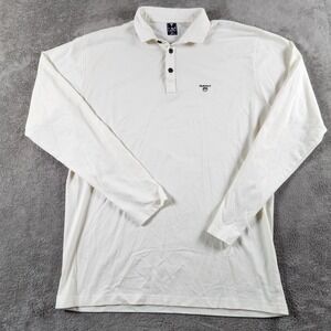 Mens Tesla size 2XL White Long Sleeve Polo Shirt